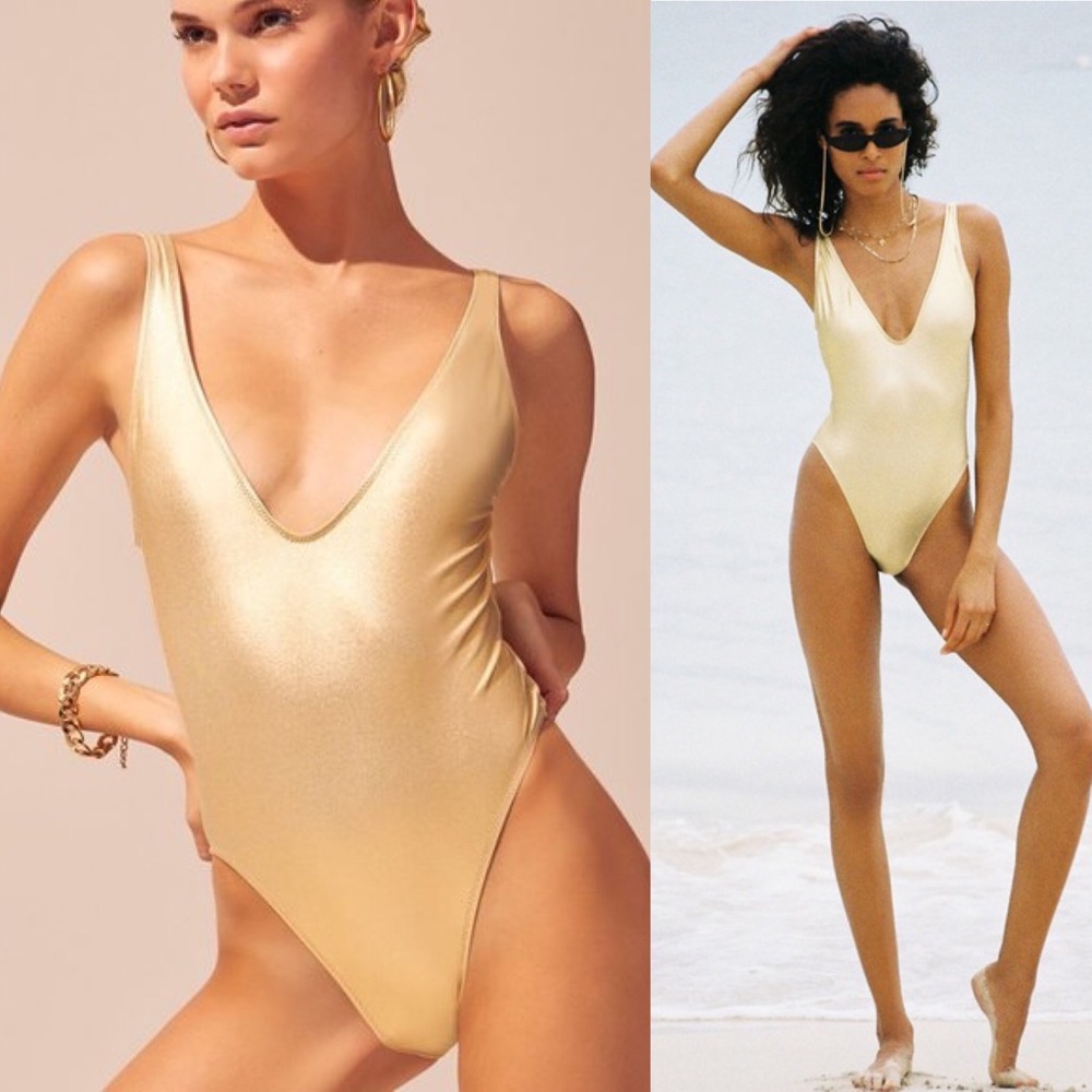 Solid & Striped | Gold Swimsuit Body suit